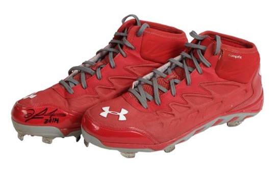 Oscar Taveras Game Worn and Signed Under Armour Cleats (Taveras LOA)